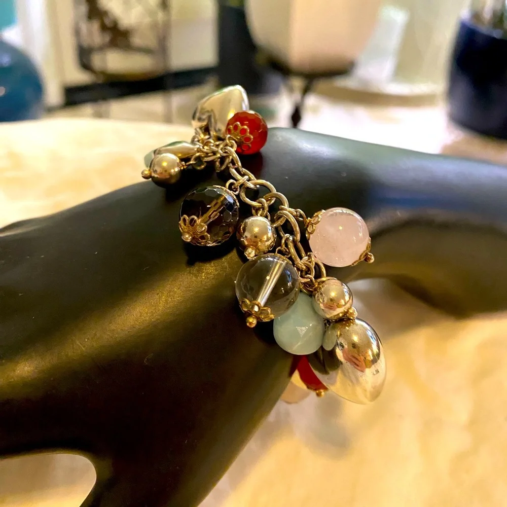 GEMSTONE CHARM BRACELET STERLING SILVER - Picture 2 of 8